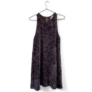 Wilfred | Aritzia Purple Floral Velvet/Velour Silk Trapeze Mini Dress Size XS